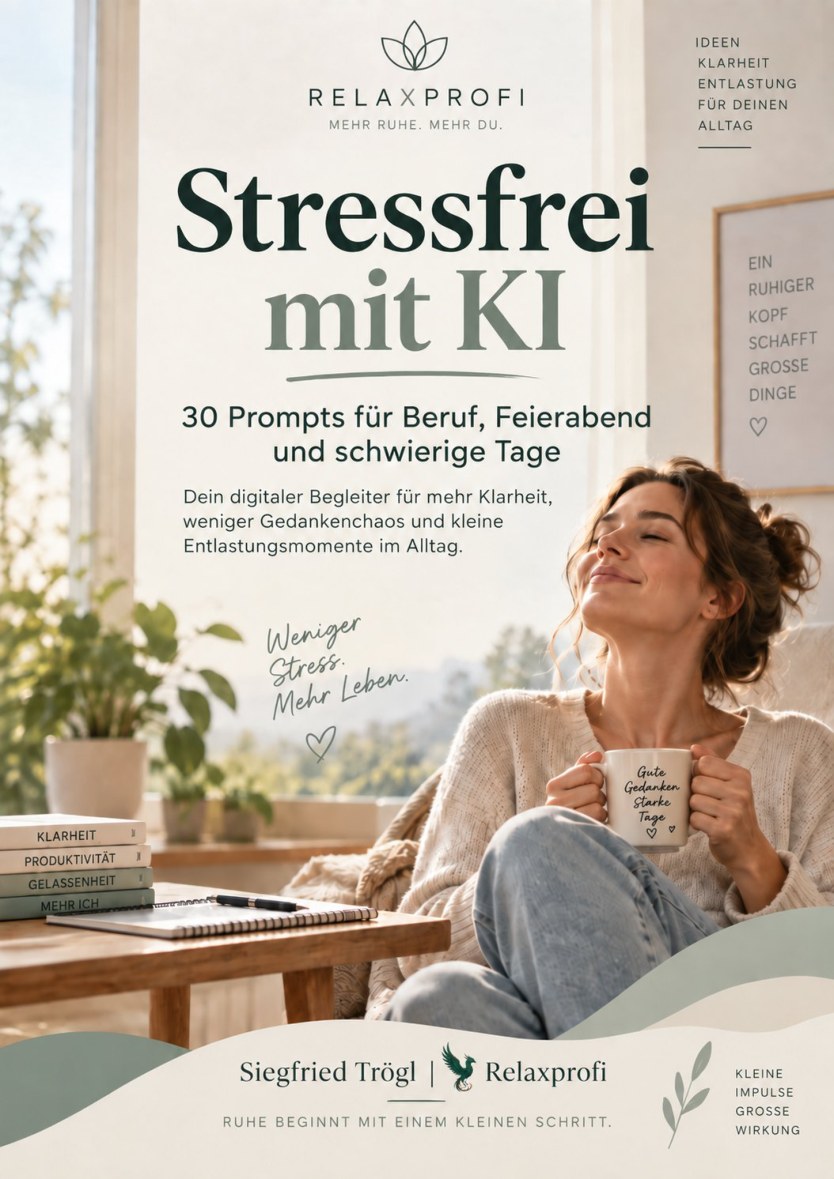 E-Book-Cover Stressfrei mit KI von Siegfried Trögl – Relaxprofi